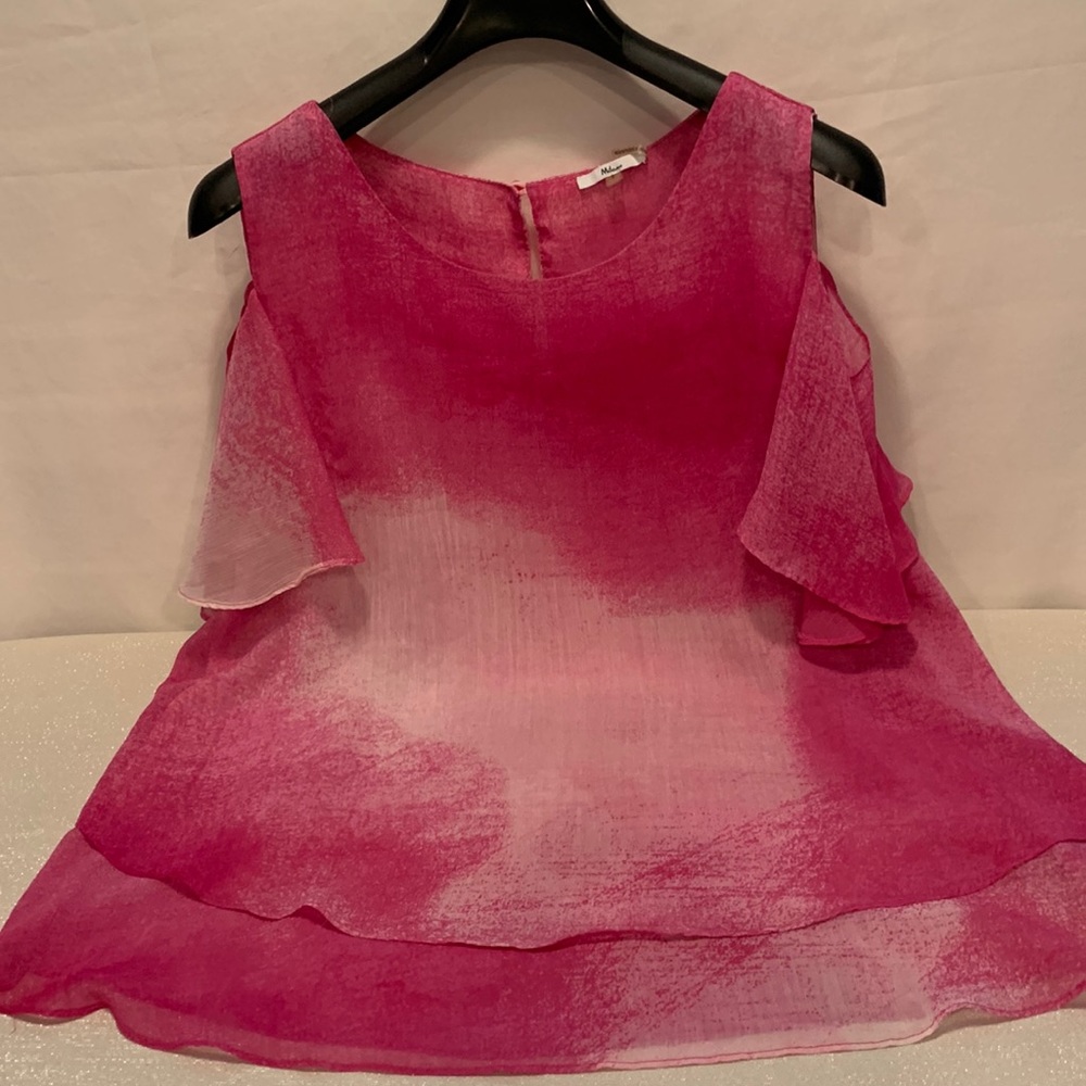 Milano Pink Sheer cold shoulder blouse size L